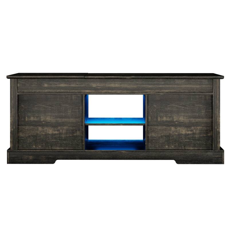 Lift Top Led Coffee Table With Sliding Barn Door