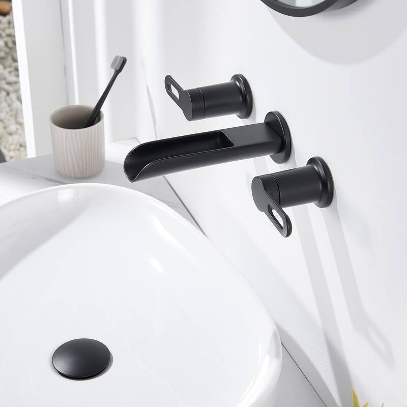 Luxier Vivid Fall 2-Handle Wall Mounted Bathroom Faucet with Valve