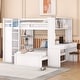 preview thumbnail 2 of 12, Full Size Loft Bed with a Stand-Alone Bed, Wood Guardrail Bed with Desk and Storage Wardrobe