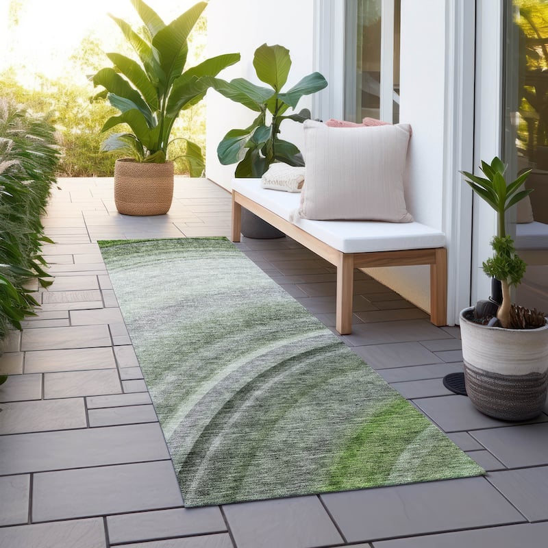 Machine Washable Indoor/ Outdoor Chantille Abstract Wave Rug