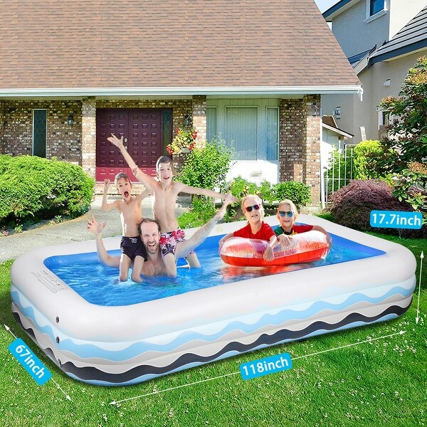 Kimbosmart Inflatable Swimming Pool, 118 x 67 x 17.7in