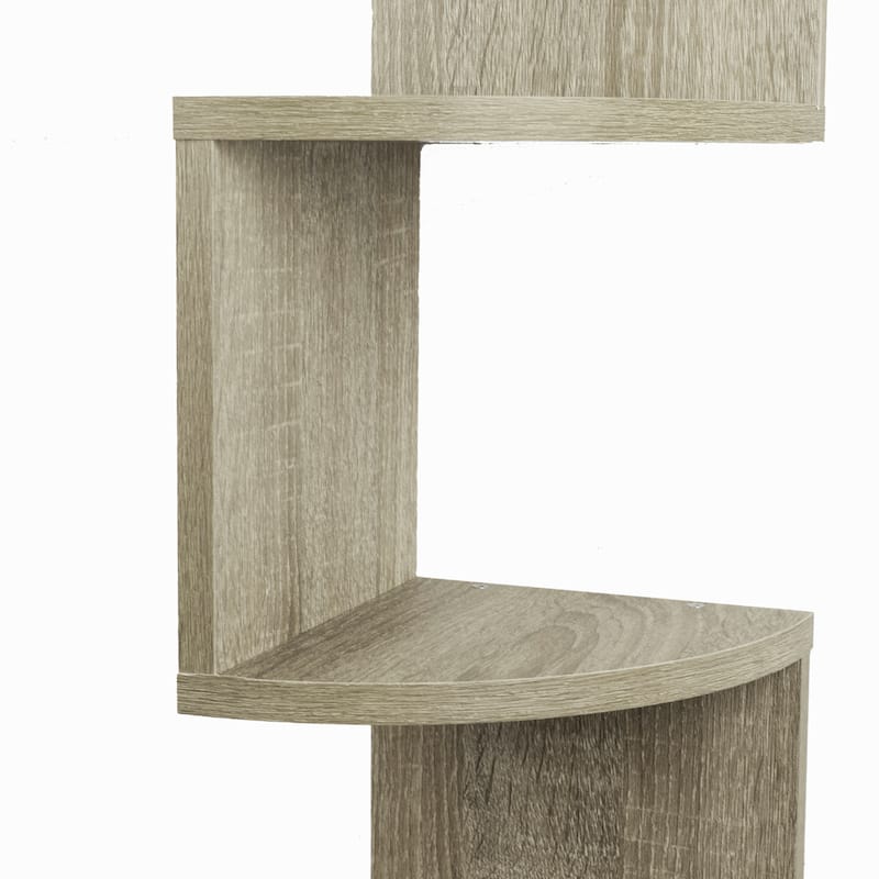 Large Weathered Oak Laminate Corner Wall Mount Shelf