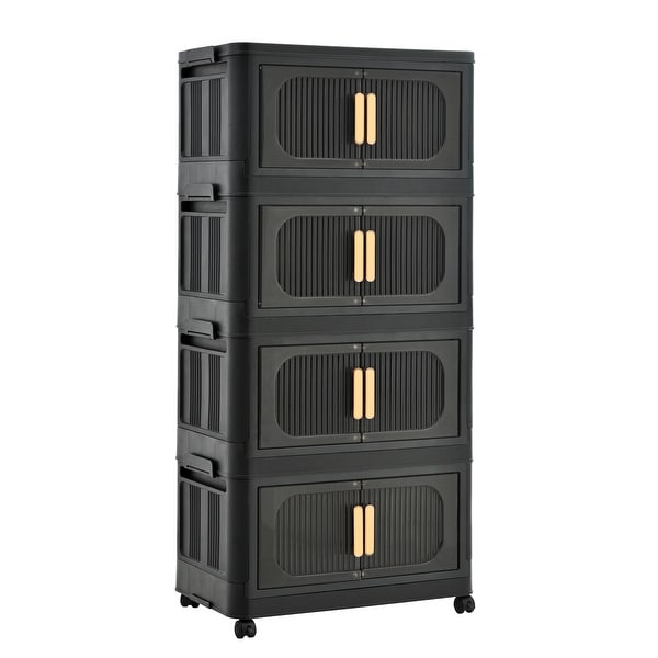 40.5 in. H Black Plastic Folding Storage Cabinet with Wheels 4