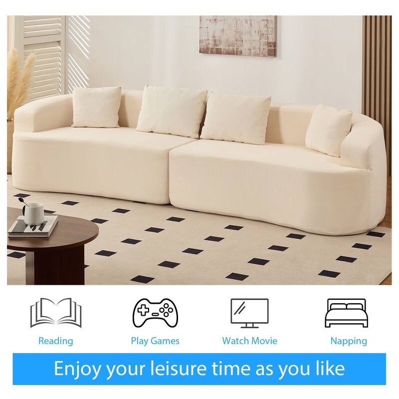 Mixoy 112" Curved Modular Sectional Sofa in Chenille Fabric Modern Minimalist Design Compressed No Assembly Required