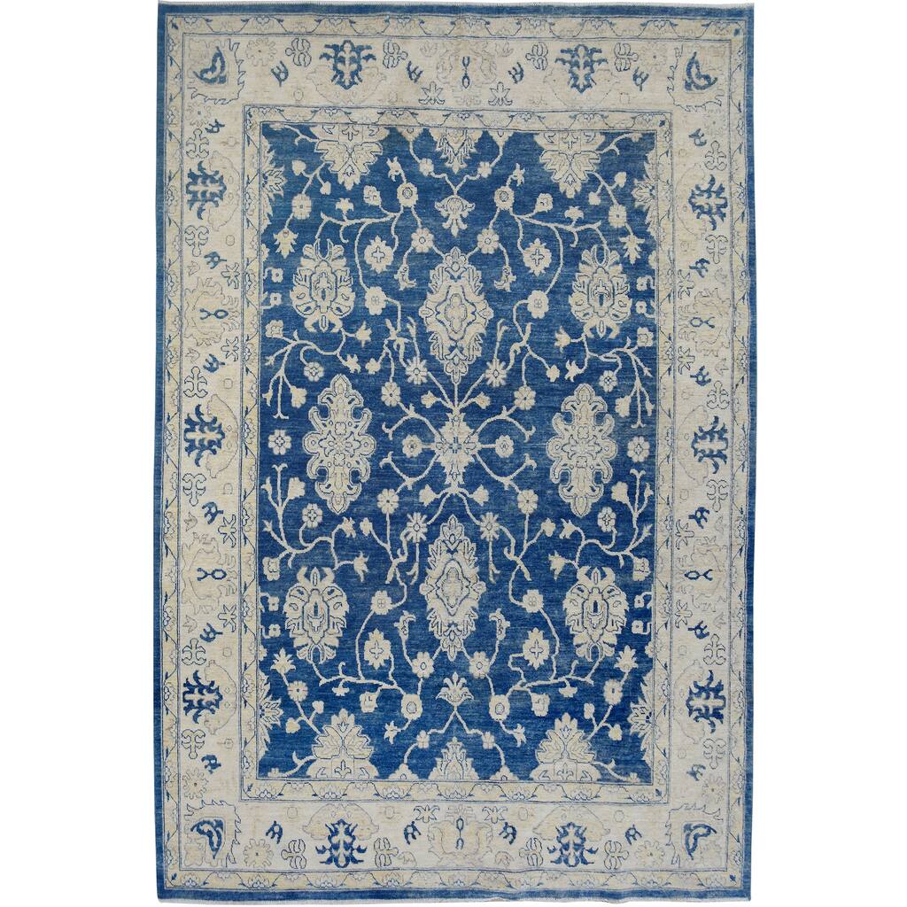 Oushak Turkish Oriental Vegetable Dye Area Rug Hand-Knotted Carpet - 7'11" x 10'1"