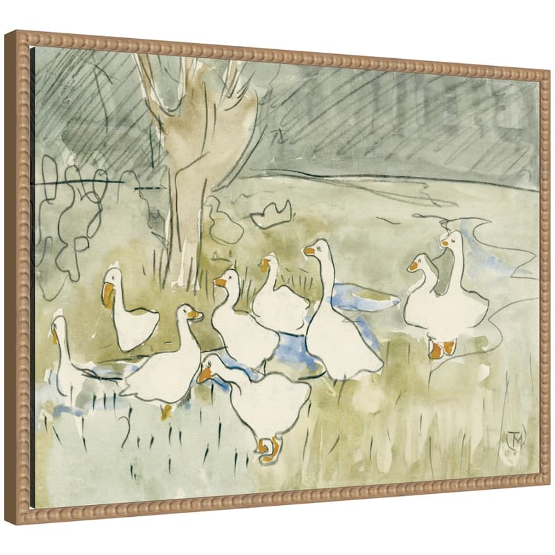 Kate and Laurel Ducks 1917 Theo van Hoytema by Nostalgia Prints Framed Canvas Wall Art Print - 24x18 - Natural