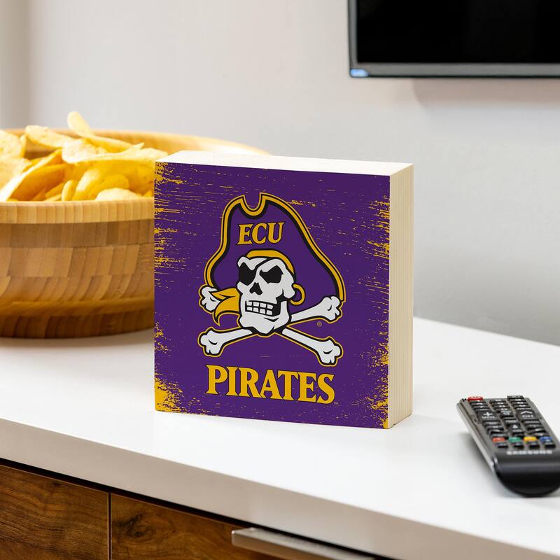 East Carolina University Wooden Tabletop Mantel Shelf Sign - 6" x 6"