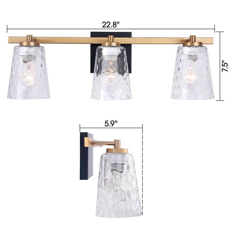 Modern Radiance 3-Light Gold Vanity Light - 22.8"L x 5.9"W x 7.5"H