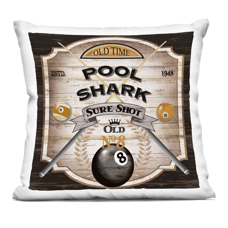 Stupell Rustic Pool Shark Decorative Printed Throw Pillow Design by Conrad Knutsen - Accent - Polyester - Black - Single