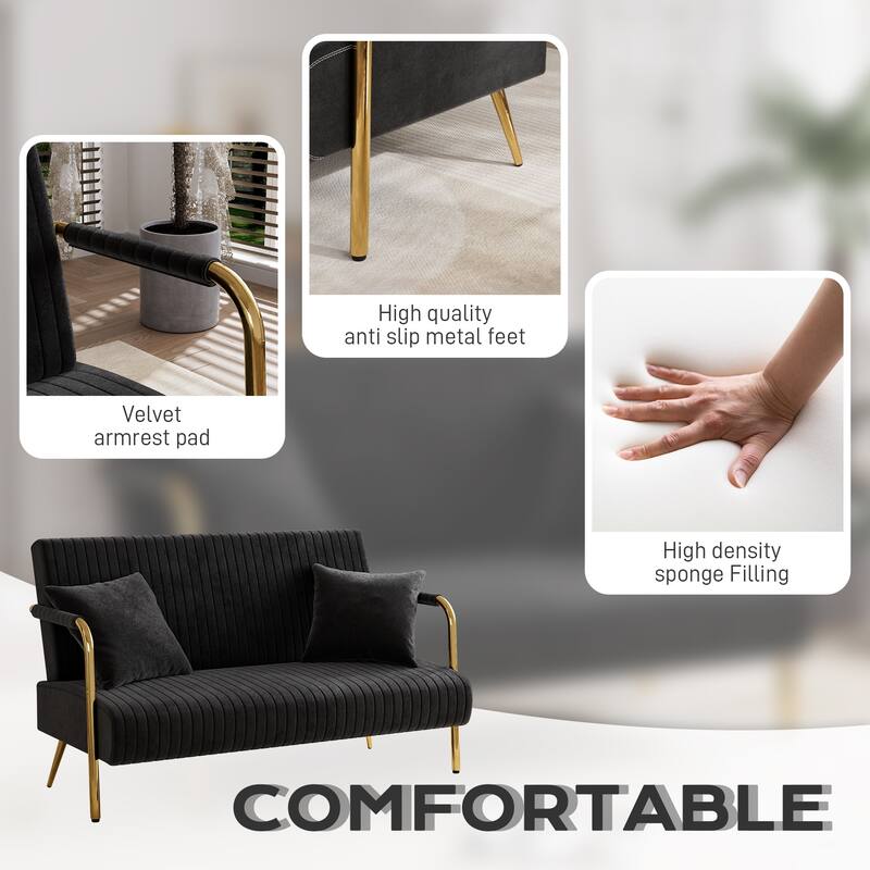 Ouyessir Upholstered Loveseat, Tufted Back Couch, Accent Armchair with 2 Pillows