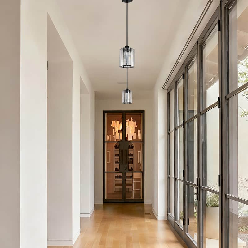 1-Light Crystal Pendant Lighting Fixtures for Sloped Ceiling