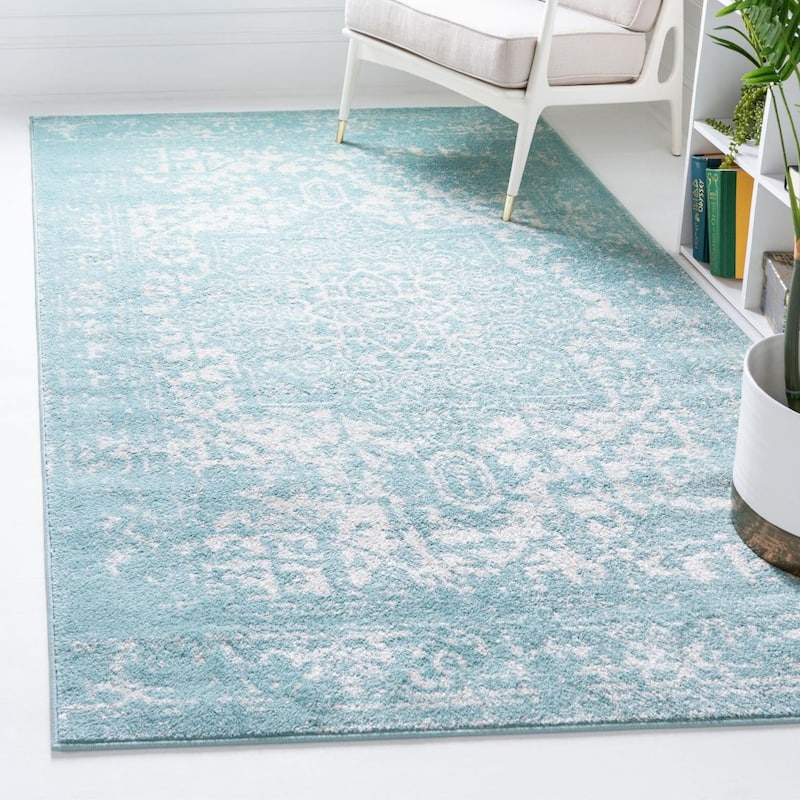 Traditional Brenda Collection Area Rug - Aqua - 10'x13'