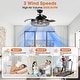 preview thumbnail 8 of 11, 42" Modern Black 3-Light Crystal Ceiling Fan Chandelier with Remote