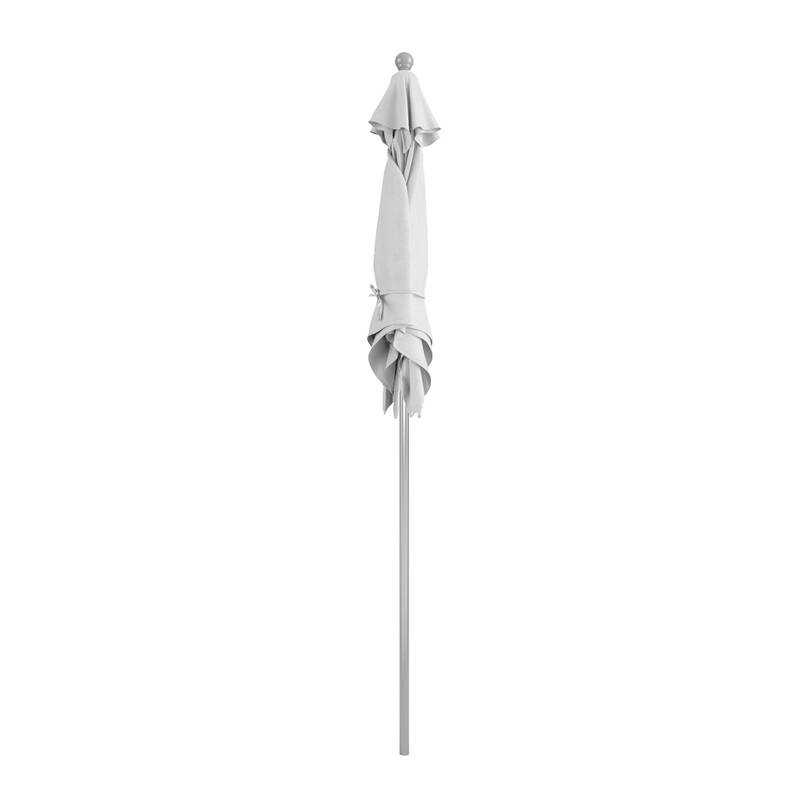 California Umbrella 6' Sq. Aluminum Frame, Fiberglass Rib Patio Umbrella, Push Open, Anodized Sliver Finish, Sunbrella Fabric