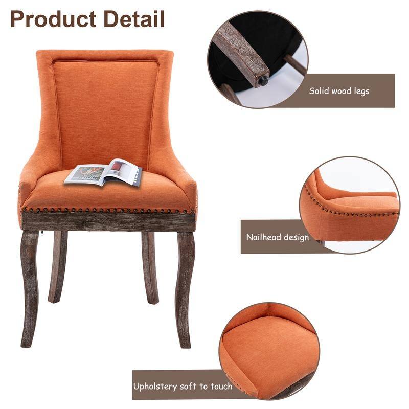 Thickened Side Dining Chair with Solid Wood Legs Set of 2