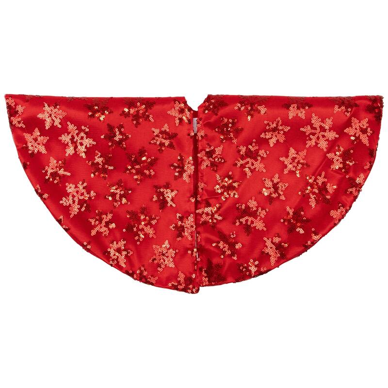 20" Red Sequin Snowflake Pattern Mini Christmas Tree Skirt - 20