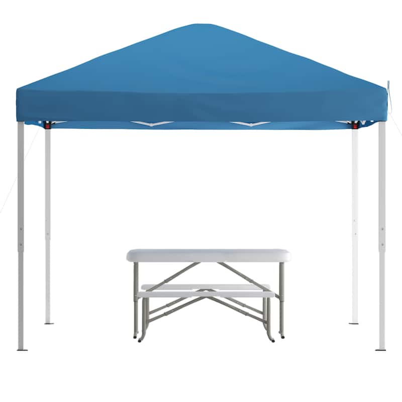 Pop Up Canopy with Carry Bag and Folding Table with Benches Set