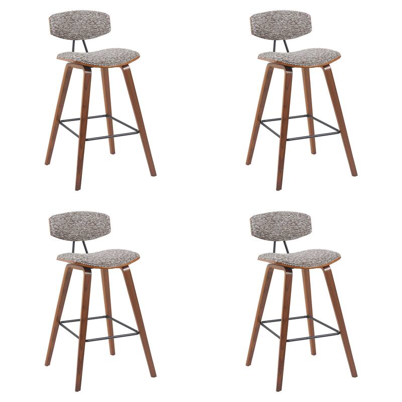 Fox Mid-Century Bar Stool, Upholstered Counter Height Chair with Bentwood Legs