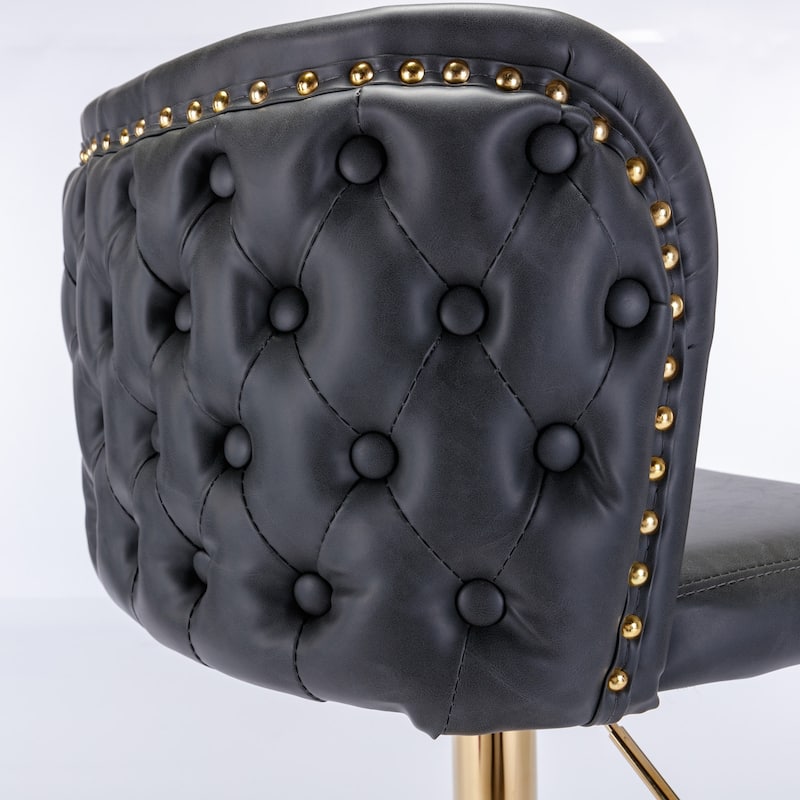 PU Upholstered Swivel Barstools Adjusatble Seat Height, Set of 2