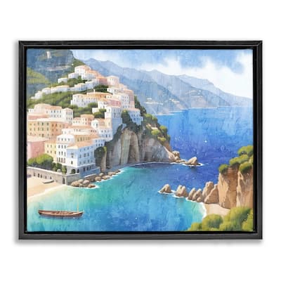 Stupell Vibrant Coastal Seascape Framed Floater Canvas Wall Art Design By Kim Allen