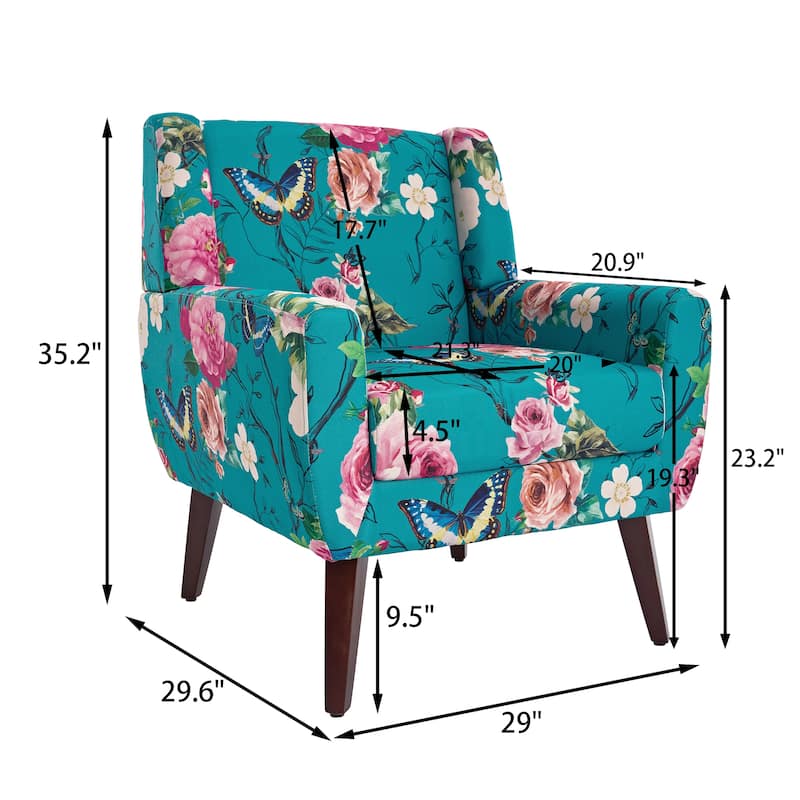 Modern Accent Chair Cotton Linen Upholstered Chair for Living Room