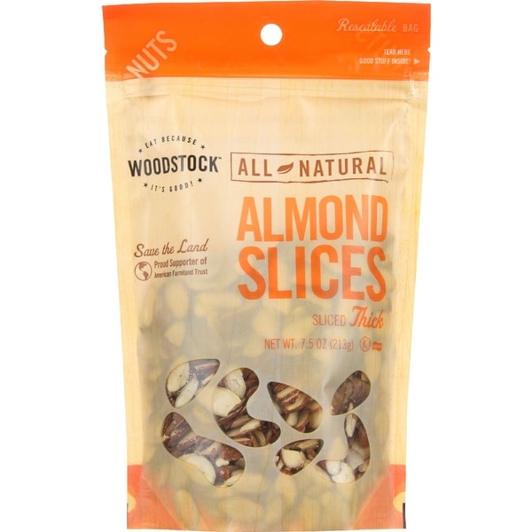 Woodstock Almonds - Thick Sliced - Raw - Case of 8 - 7.5 oz.