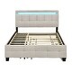 preview thumbnail 3 of 13, Queen Size Linen Upholstered Platform Bed w/ Twin XL Size Trundle & 2 Drawers, LED Light Bunk Bed for Kids Teens Adults, Beige