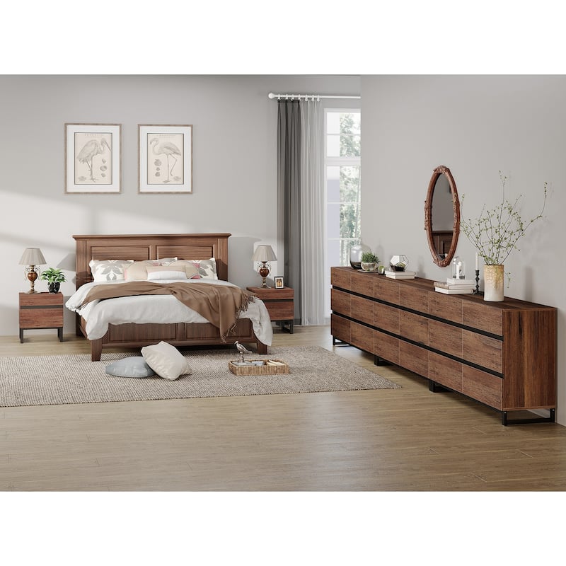 3-Piece Bedroom Furniture Set,Dresser & Chest With 18 Drawers for Bedroom, Bedroom Furniture Set - Brown - Full
