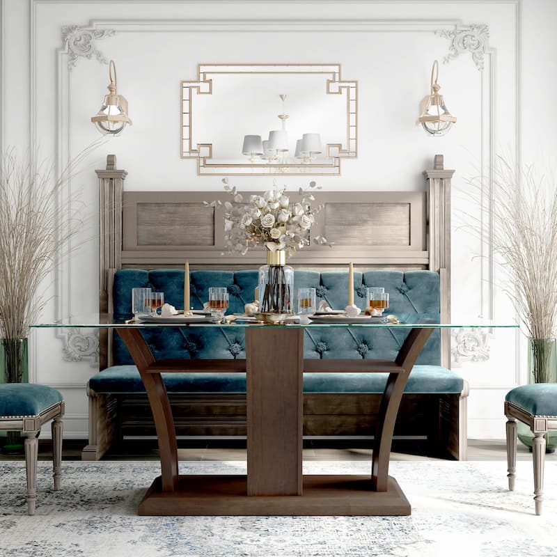 Bind Contemporary Solid Wood Open-Shelf 7-Piece Dining Table Set by Furniture of America