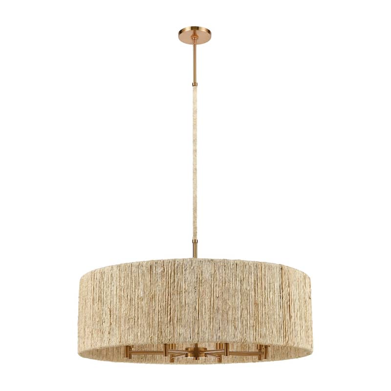 Abaca 24-inch Wide 5-Light Chandelier in Satin Brass