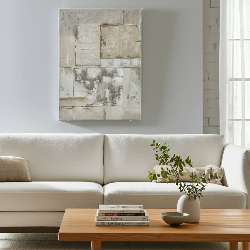 Canvas Wall Art Wood Frame Textured Abstract Accent - 60" Multi
