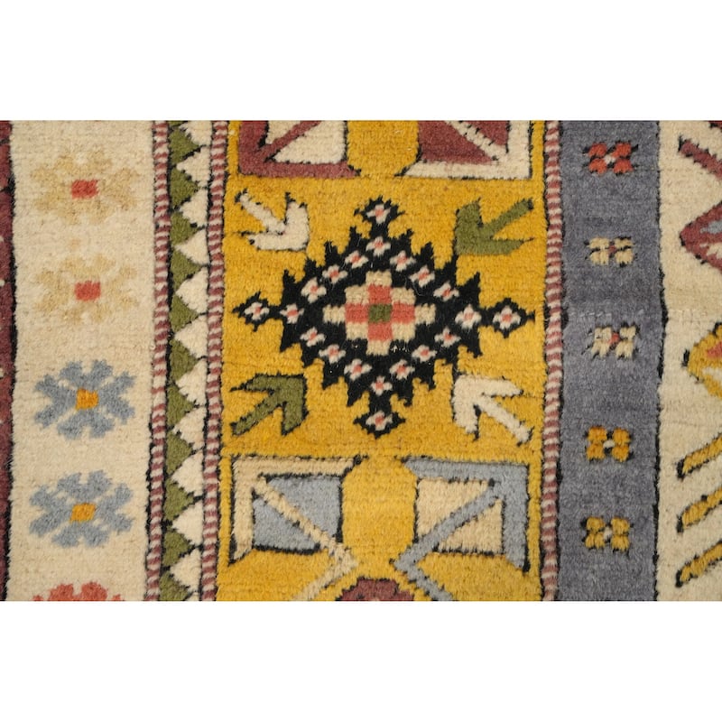 Hand Knotted Oriental 100% Wool Carpet Transitional Tribal Yellow & Gold Anatolian Area Rug - 6' 8'' X 3' 8''