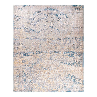 Ikat One-of-a-Kind Hand-Knotted Area Rug - Gray, 8' 2" x 10' 1" - 8' 2" x 10' 1"