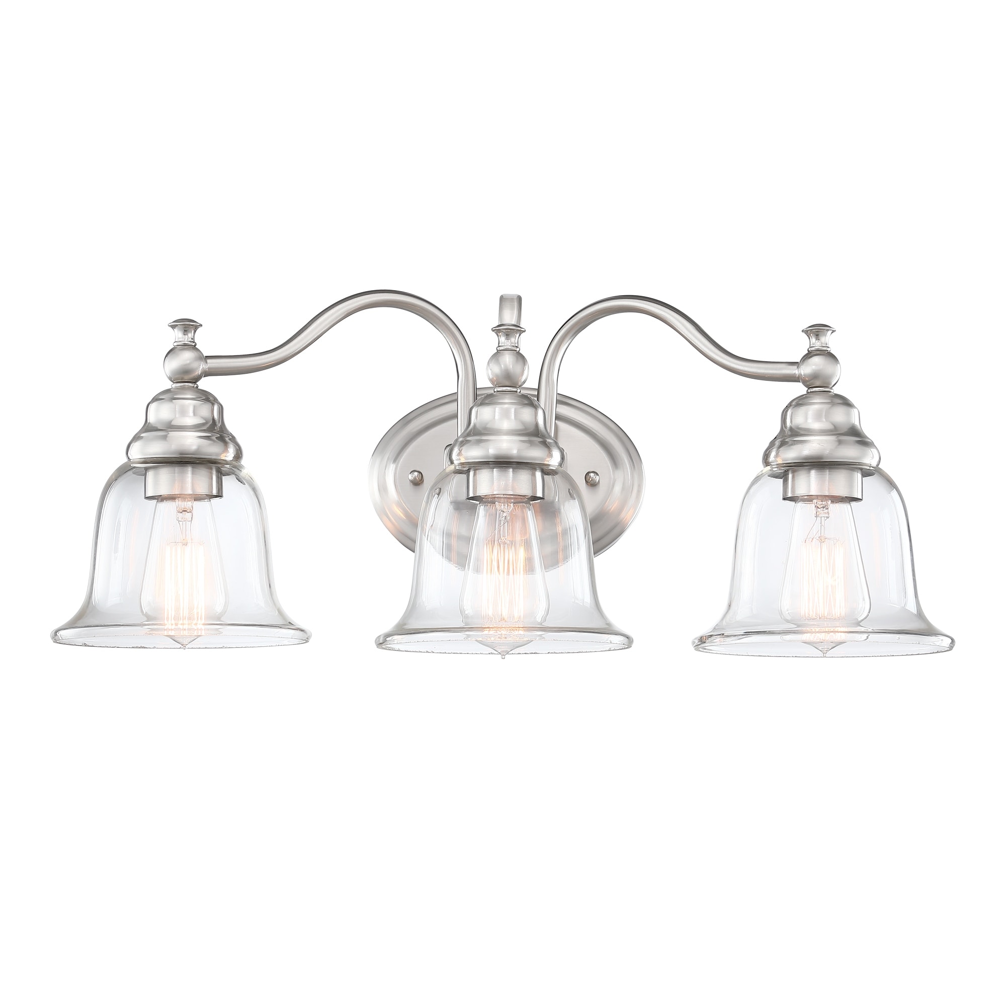 3-Light 22.85-in Traditional Vanity Light with Brushed Nickle Finish