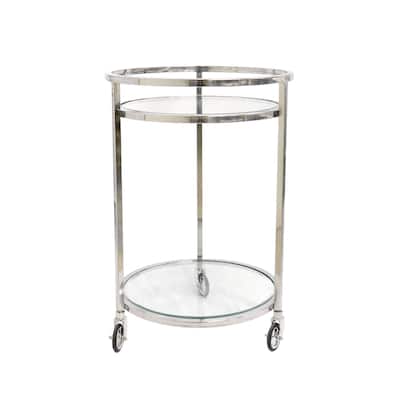 Pasargad Home Blake Stainless Steel & Lucite Serving Table - W21.7"xD21.7"xH31.5"