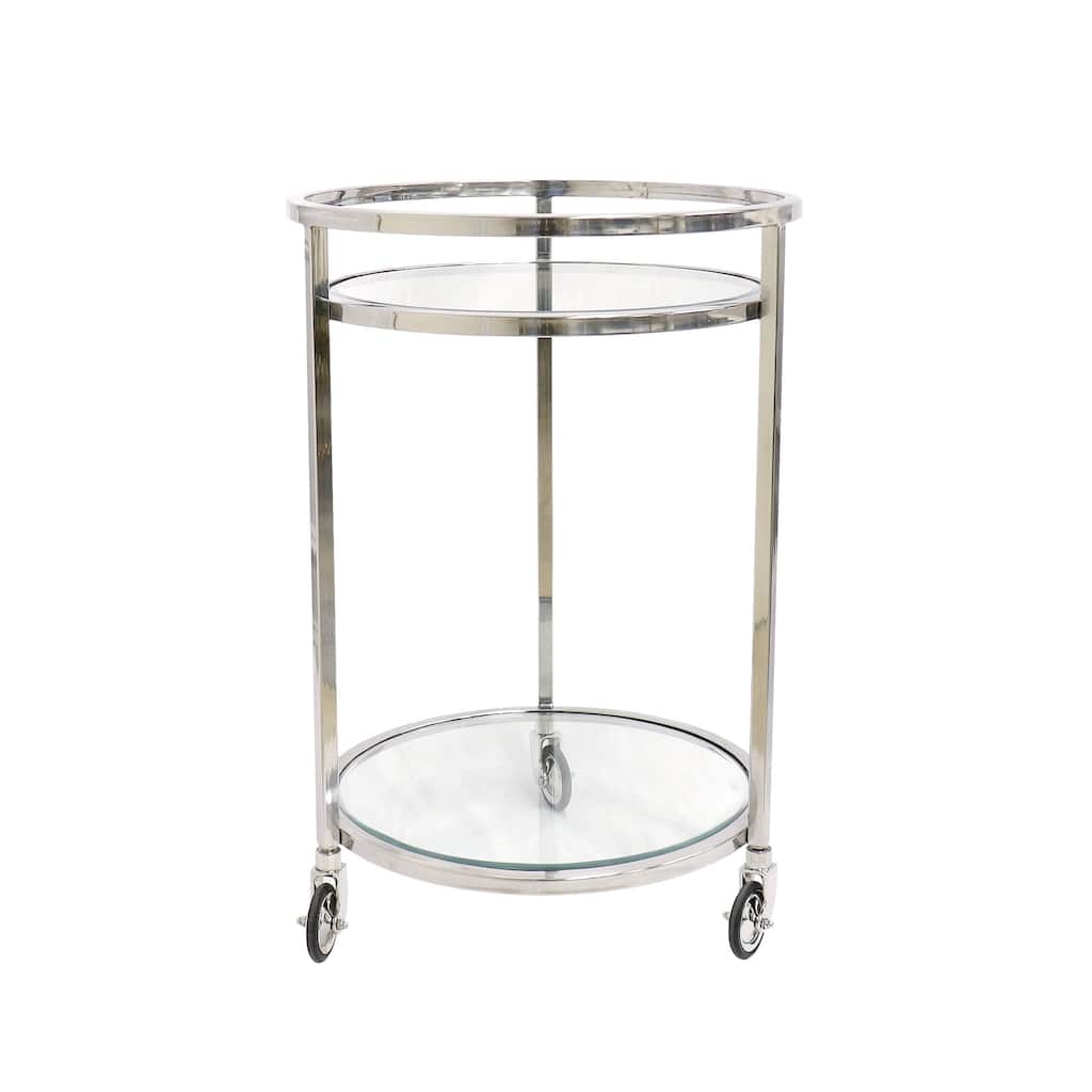 Pasargad Home Blake Stainless Steel & Lucite Serving Table - W21.7"xD21.7"xH31.5"