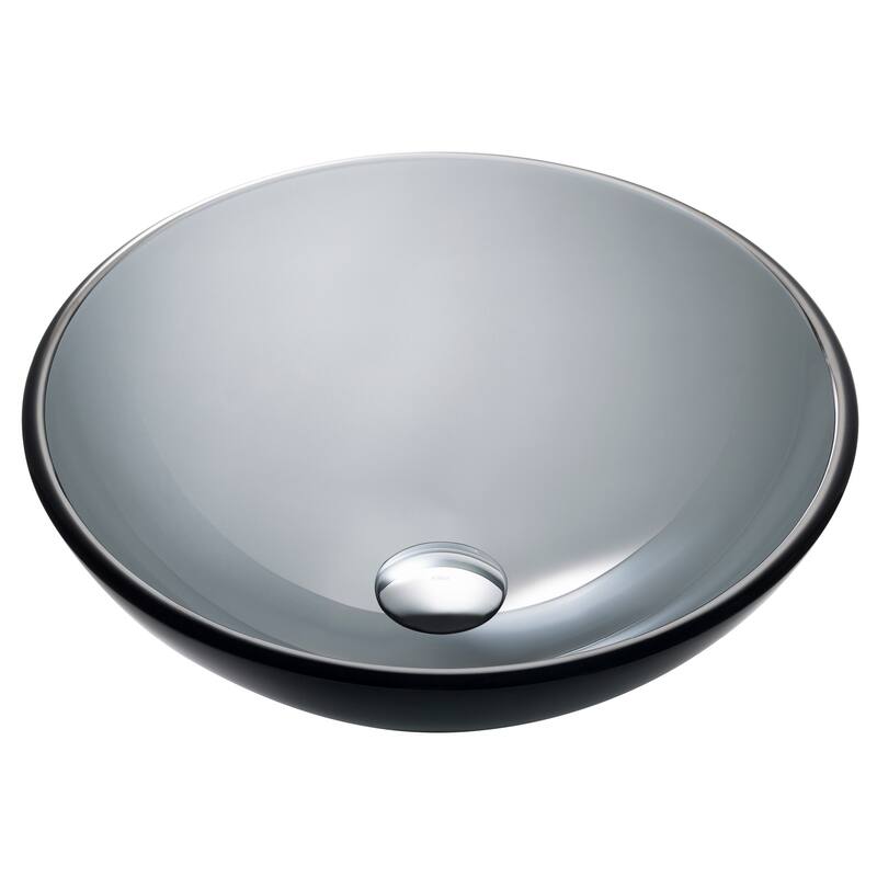 Kraus 14" Clear Black Glass Vessel Bathroom Sink Only