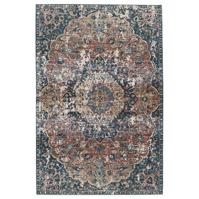 Akela Indoor/ Outdoor Medallion Area Rug - 9'6"X12'7" - Dark Blue/Multicolor