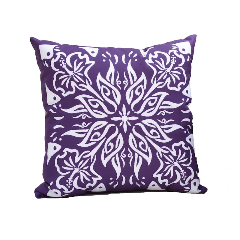 18 x 18 Inch Cuban Tile 3 Geometric Print Outdoor Pillow - Purple