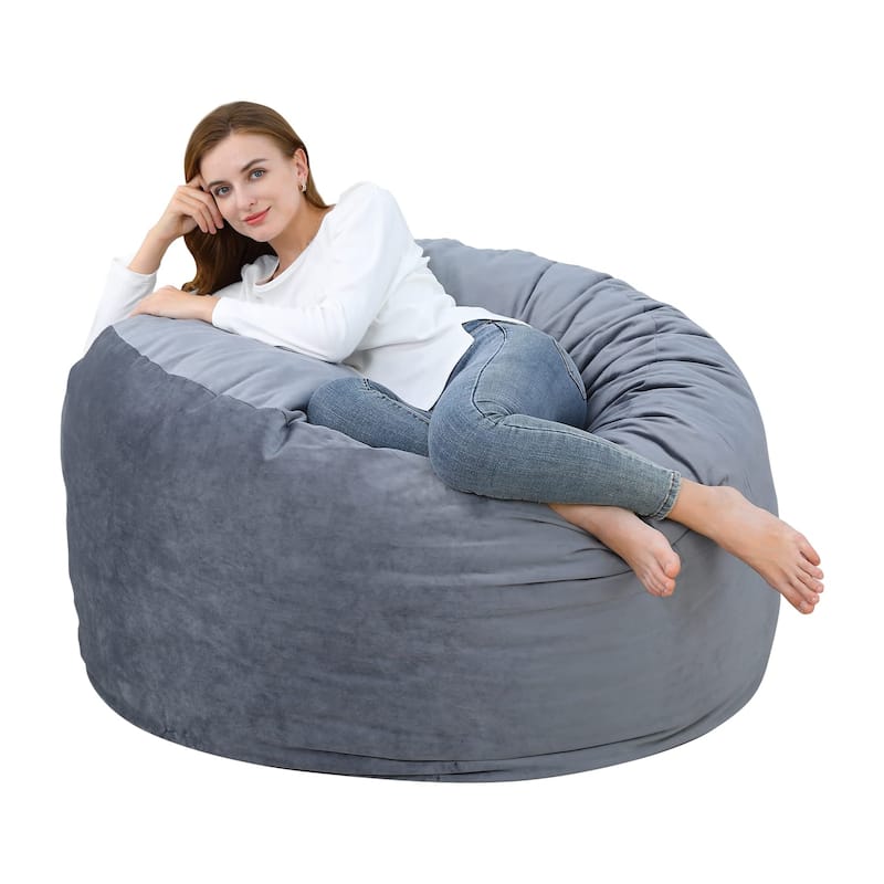 Oversized 48" Bean Bag Chair with Memory Foam - Grey
