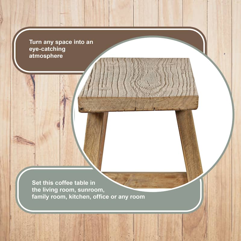 Artissance 35" Long 10" Wide Elmwood Bench, Natural Wood - 8' x 11'