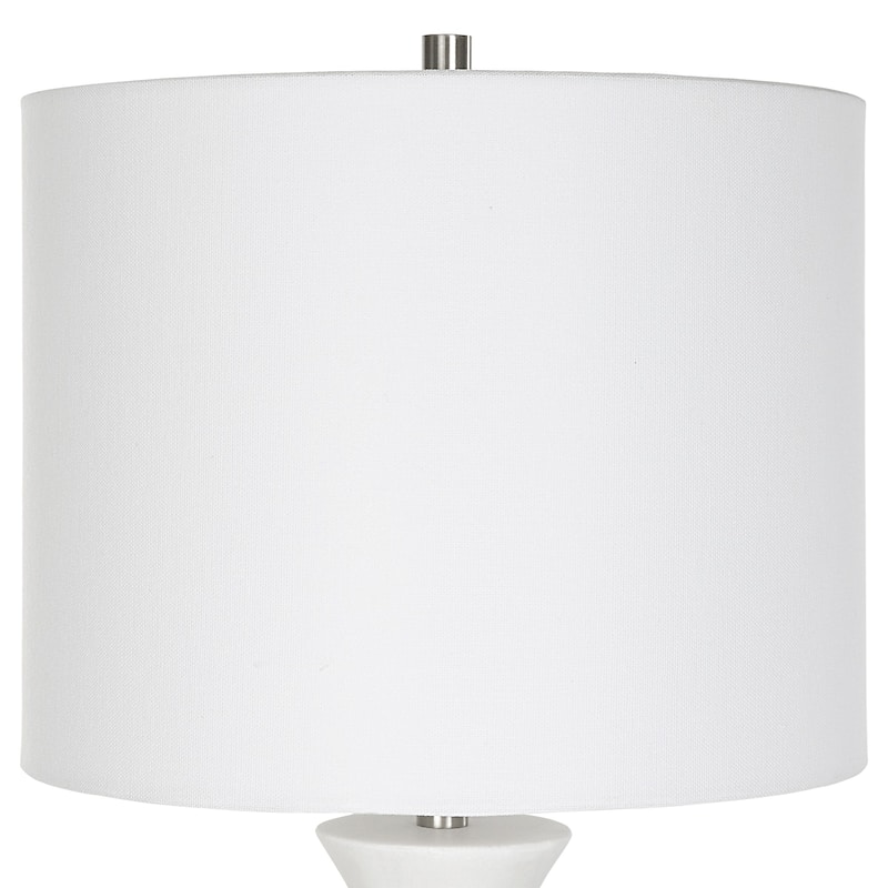 Handcrafted Marble Buffet Lamp with Drum Shade - 34"