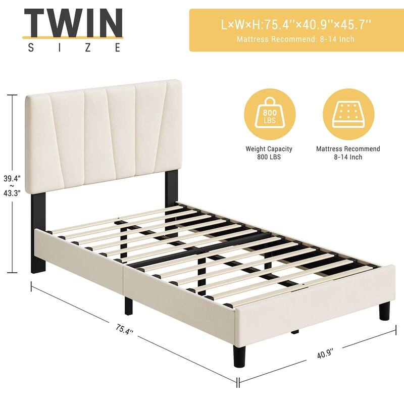 Bed Frame with Adjustable Headboard
