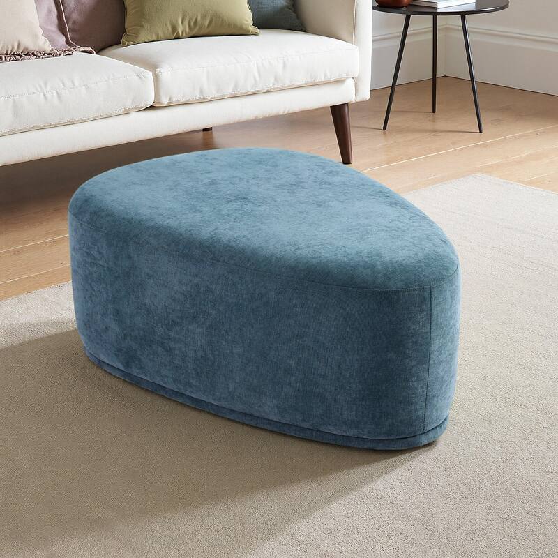 Modern Triangular Upholstered Accent Ottoman - Large - Blue/L