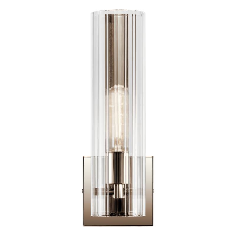Jemsa 14 in. 1-Light Wall Sconce with Clear Fluted Glass Shade