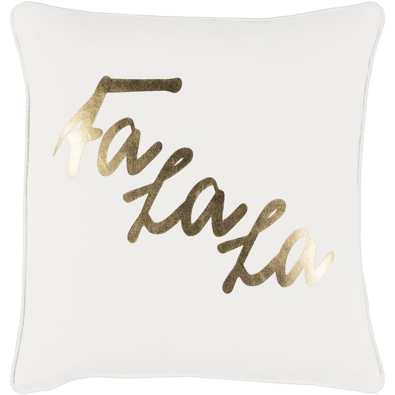 Cantate Fa La La Holiday White Feather Down or Poly Filled Throw Pillow 18-inch