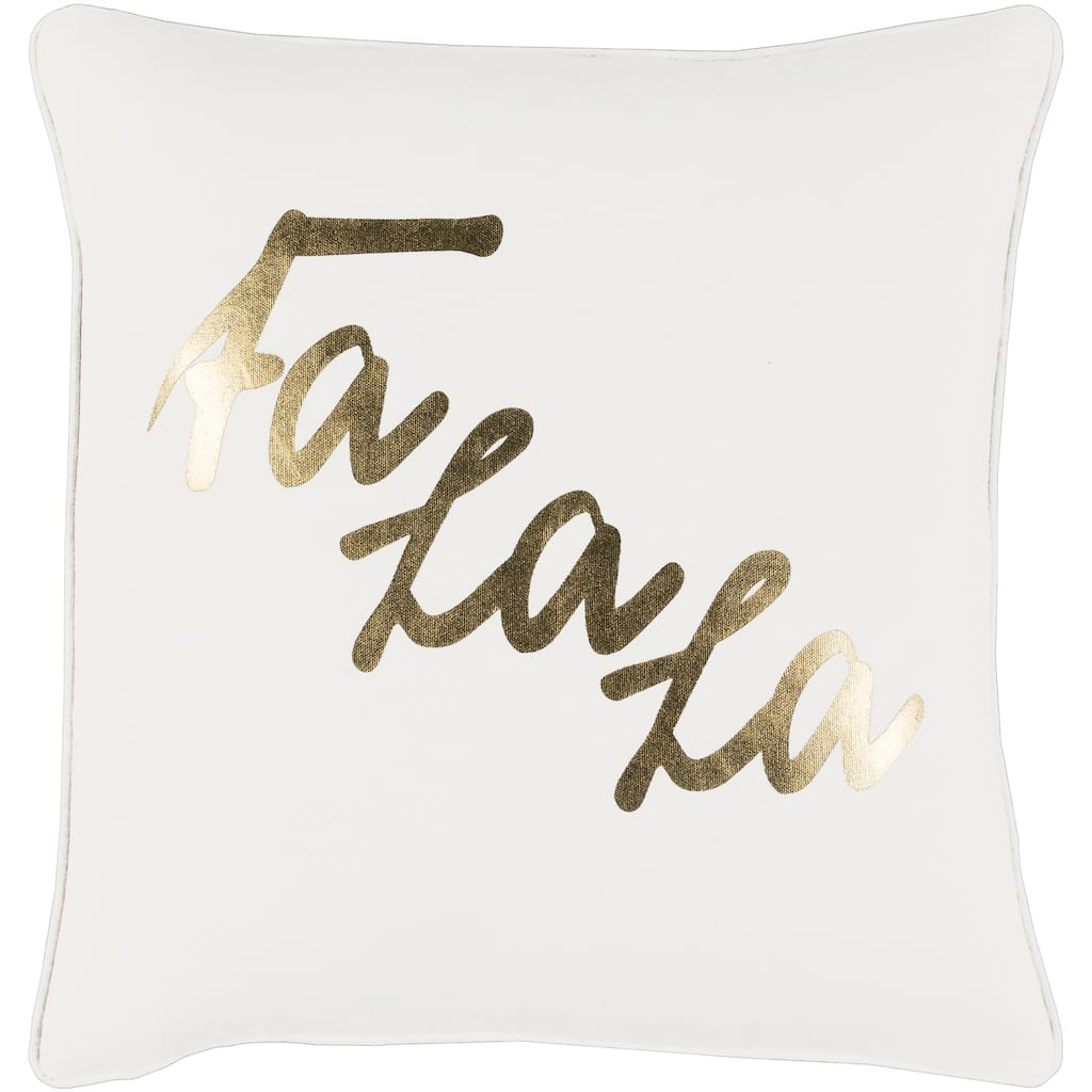 Cantate Fa La La Holiday White Feather Down or Poly Filled Throw Pillow 18-inch