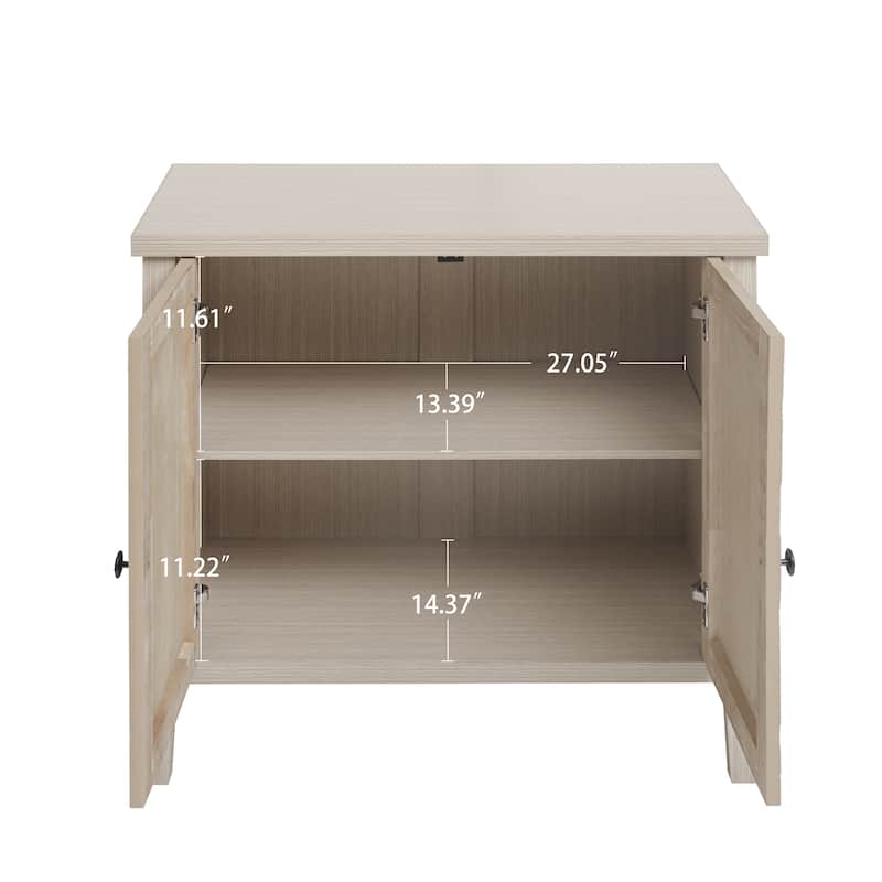 Roomfitters 2-Door Accent Storage Cabinet, Modern Carved Buffet Sideboard with Adjustable Shelf