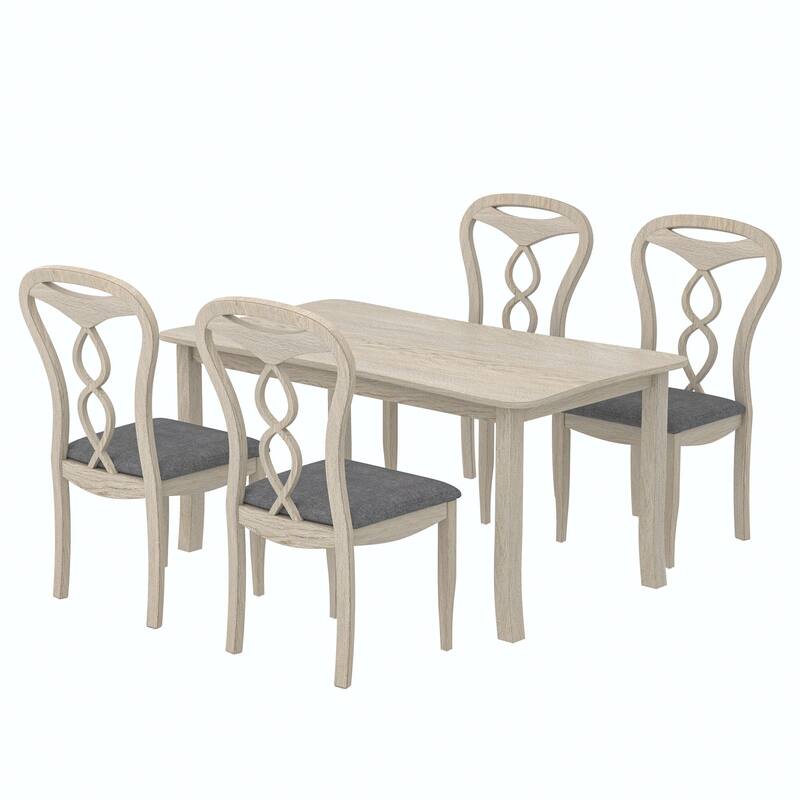 Javlergo 5/7-Piece Solid Wood Dining Set with Curved Edge