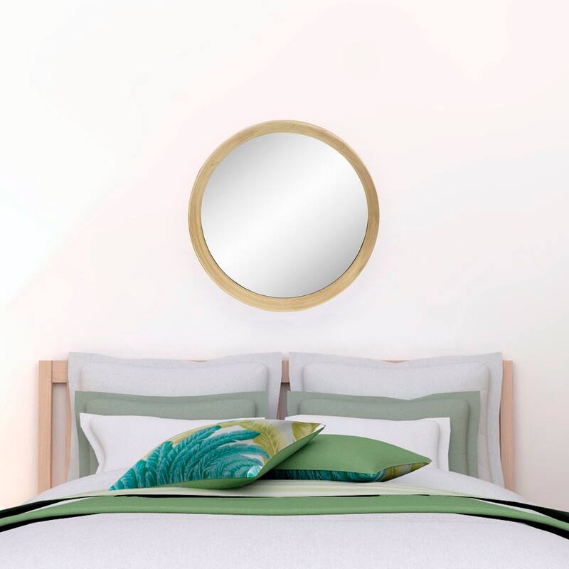 13" Gold Round Modern Wall Mirror with Woodgrain Finish - other-frame-size